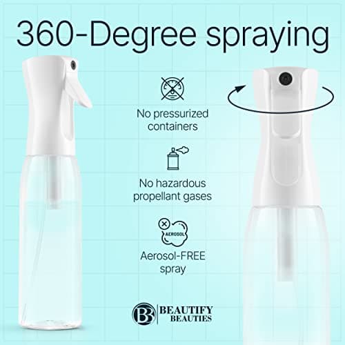 BeautifyBeauties Hair Spray Bottle – Ultra Fine Continuous Water Mister for Hairstyling, Cleaning, Plants, Misting & Skin Care (Black, 10.1 Ounces) — view 4