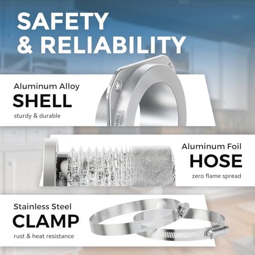 JEEVONY Magnetic Dryer Vent Coupling DV180 Airtight Seal Dryer Vent Connector Kit Easy to Clean Quick Connector Including a 2.6ft 4" Duct and two Clamps — view 4