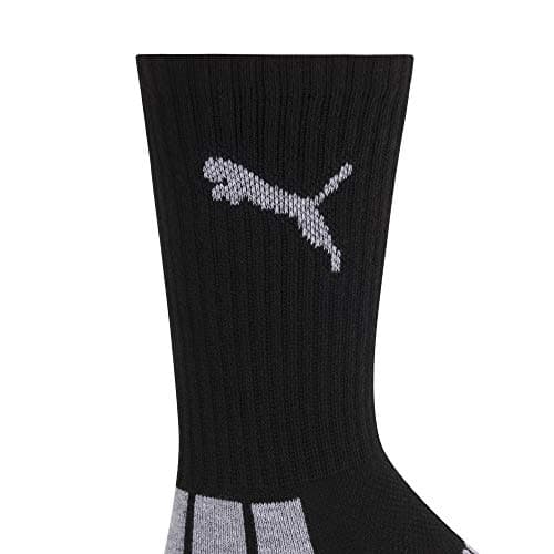 PUMA boys 6 Pack Crew Cut Socks, Black/Grey, 9-11 — view 2