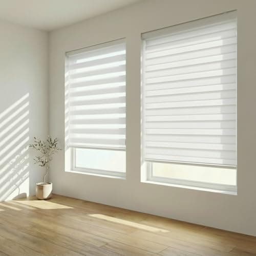 Foiresoft Custom Size Cordless Zebra Blinds, Made-to-Order Day Night Dual Layer Window Shades, Light Filtering Privacy Roller Blinds for Indoor Windows