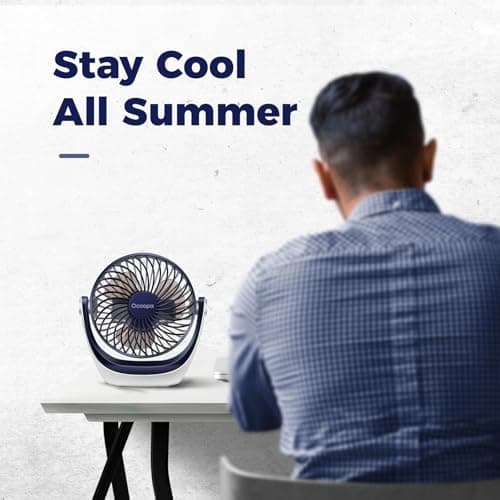 OCOOPA Small USB Desk Fan Table Fan 5'' with Strong Airflow & Quiet Operation, Portable Cooling Mini Fan 3 Speed, 360°Rotatable Head for Home Office Bedroom Desktop — view 6