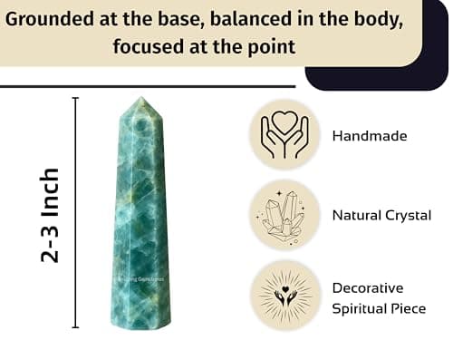 Amazing Gemstone Aquamarine Crystal Towers ~ Natural Healing Crystal Point Obelisk for Reiki Healing and Crystal Grid (2" to 3" Inch) — view 3