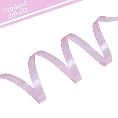 TONIFUL 1/4 Inch x 100yds Baby Pink Satin Ribbon,Valentine's Day Ribbon Thin Solid Color Satin Ribbon for Gift Wrapping, Crafts, Hair Bows Making, Wedding Party Decoration, Invitation Cards, Floral Bouquets — view 2
