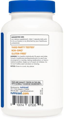 Nutricost N-Acetyl L-Cysteine (NAC) 600mg, 180 Capsules — view 3
