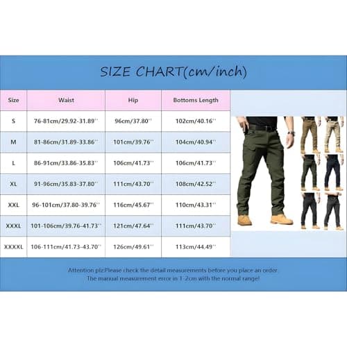 Mens Cargo Pants,Cargo Pants for Men Work Tactical Pantalon Homme Hiking De Travail Hunting Essentials Military Construction Clothes,XL — view 6