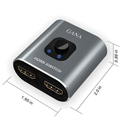 HDMI Switch 4K HDMI Splitter - Gana Prime Aluminum Bi-Directional HDMI Switcher 1 in 2 Out (Single Display) or 2 Input 1 Output, Supports 4K 3D HD 1080P for Xbox PS4 Roku HDTV etc. （Grey… — view 2