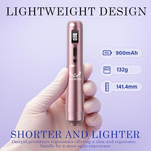 Wireless Permanent Makeup Tattoo Machine Kit, Rechargeable Digital Pen with LCD Display for Eyebrow Microshading, Ombre Brows, Lip Blushing & Eyeliner, Full Supplies with Needles, Case & Tools — view 3