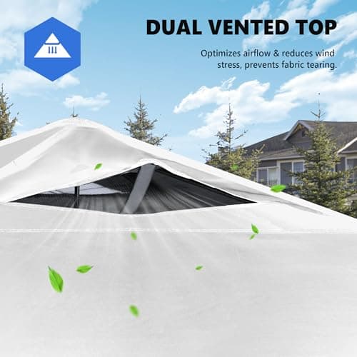OLIXIS 10x10ft 1-Person Pop Up Canopy Tent, Heavy Duty One Push Setup Portable Outdoor Shelter for Beach Events Camping with Rolling Carry Bag, Snow White — view 4