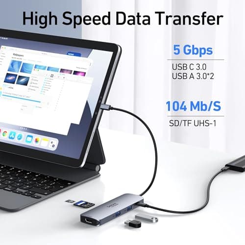 USB C Docking Station Dual HDMI Monitor, USB C to Dual HDMI Adapter with 2HDMI Ports, PD Charging, SD/microSD, USB A&C 3.0 Ports, Laptop Docking Station for Dell XPS/HP/Lenovo/Surface/Yoga etc — view 5