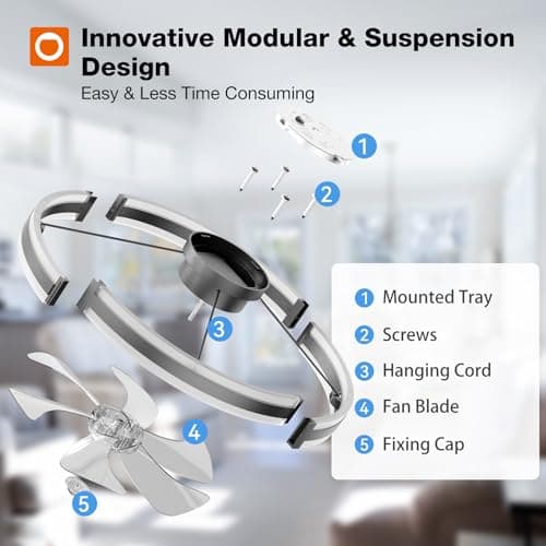 addlon 24'' Ceiling Fans with Lights and Remote, Low Profile Flush Mount Ceiling Fan with Light, 3000-6000K Dimmable LED Fandelier, Modern Small Black Ceiling Fan for Bedroom, Kitchen, Living Room — view 6