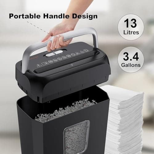 Bonsaii 6-Sheet Crosscut Paper Shredder for Home Use, Small Paper Shredder for Home Office, Portable Document Shredder with 3.4 Gal Wastebasket (C237-B) — view 3