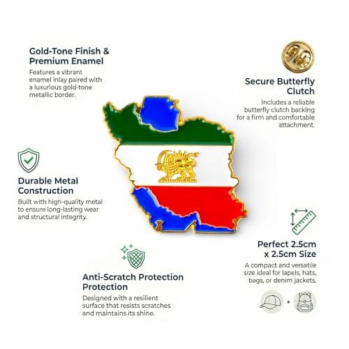 Persian Iran Lion and Sun Lapel Pin – Pahlavi Historic Enamel Pin – Gold Metal Persian Accessory (1) — view 2