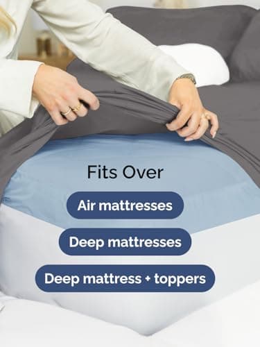 Extra Deep Queen Sheet Set - 6 Piece Breathable and Cooling Sheets - Hotel Luxury Bedding for Women, Men, Kids & Teens - Easy & Secure Fit - Soft, Wrinkle Free and Comfy - Extra Deep Pockets - Grey — view 5