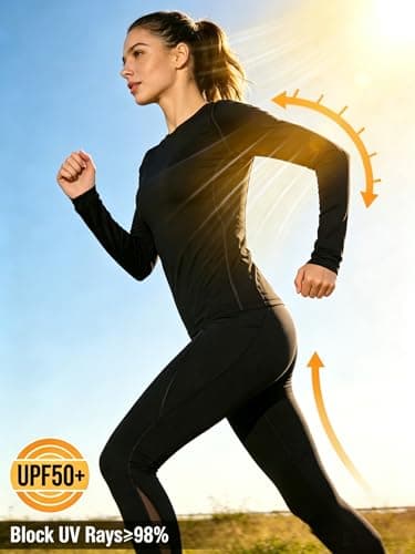 LNJLVI Women's Compression Long Sleeve Shirt - Quick Dry Workout Top & Moisture Wicking Yoga Shirt for Running, Gym, Training(Black,M) — view 5