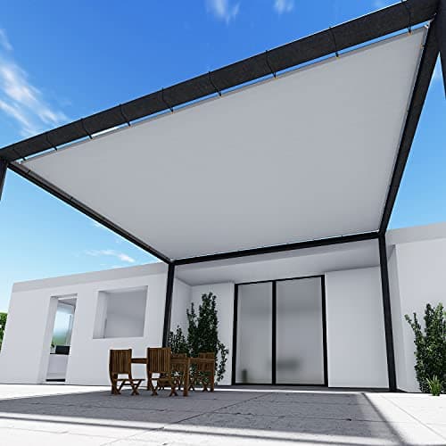 TANG 14' x 16' Waterproof Shade Cloth with Grommets, Sun Shade Sail Rectangle Straight Side, 260 GSM UV Block Fabric Patio Canopy for Deck Carport Backyard Pergola Cover, Gray