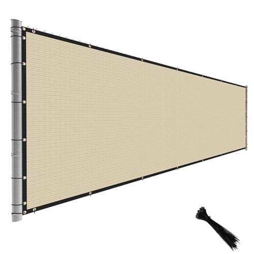 TANG 4' x 25' Beige Tan Privacy Fence Screen Temporary Fence Screen Heavy Duty Windscreen Fence Netting Fence Covers Privacy Blockage Excellent Airflow for Backyard Garden School