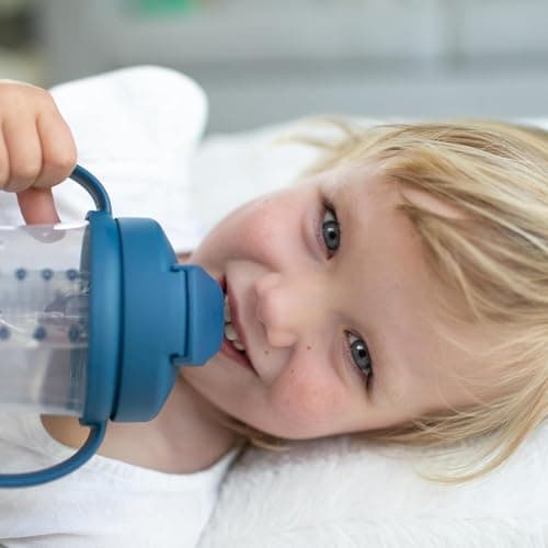 Dr. Brown's Milestones Baby's First Straw Cup, Training Cup with Weighted Straw, 9oz/270mL, Dark Blue/Vintage Yellow, BPA Free, 6m+, 2 Pack — view 7