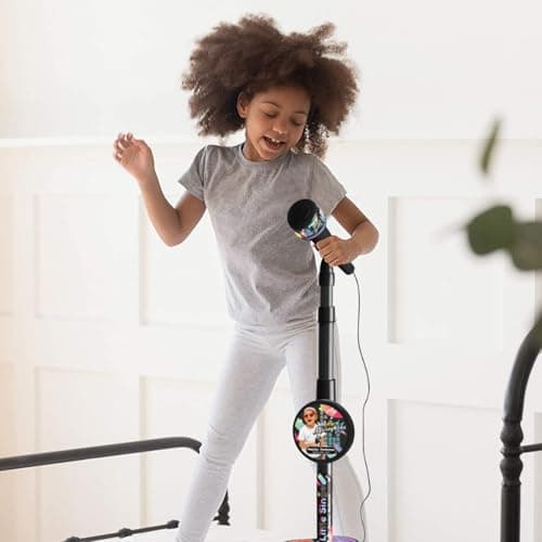 Kids Microphone with Stand, Adjustable Kids Microphone with Lights, Detachable Standing Kid Karaoke Machine for Ages 3+ Children — view 4