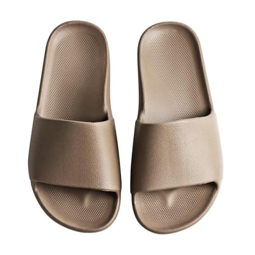GETOEU Unisex Arch Support Waterproof Non-Slip Shower Pool Slides,Brown