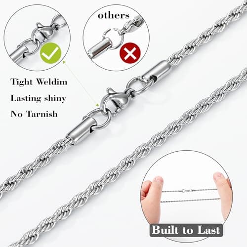 HEYOLL Cross Necklace for Men Silver Cross Chain Pendant Necklace for Mens Gifts Christian Father's Day Jewelry Gifts for Him 18inch — view 5