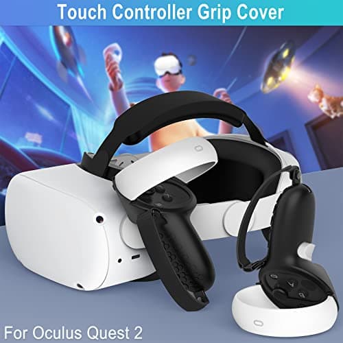 AMZDM Controller Grip for Oculus Quest 2 Accessories Grips Cover for VR Touch Controllers Covers Protector with Non-Slip Thumb Grips 1Pair Black — view 5