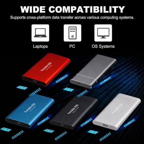 2TBExternal Hard Drive,1 Pack- Styles & Colors Shipped Randomly, Hard Disk Compatible with PC, Mac, Laptop — view 2