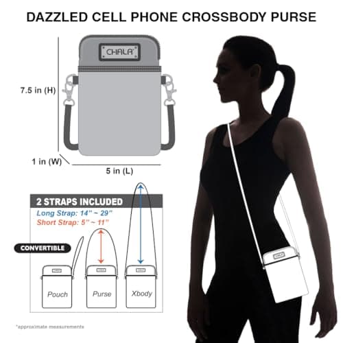 Chala Dazzled Crossbody Cell Phone Purse-Women Faux Leather Multicolor Handbag with Adjustable Strap-Turtle Turquoise — view 4