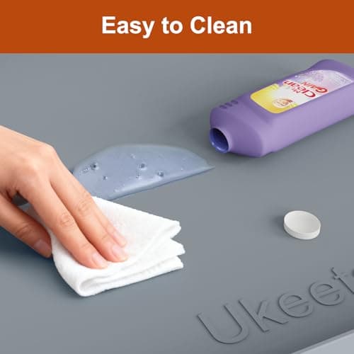 ukeetap Extra Thick Silicone Mat Waterproof with Raised Edge 40" x 22", Under Sink Mat for Kitchen & Bathroom, Kitchen Cabinet Liner, Multi-Purpose for Storage & Protection, Gray — view 5