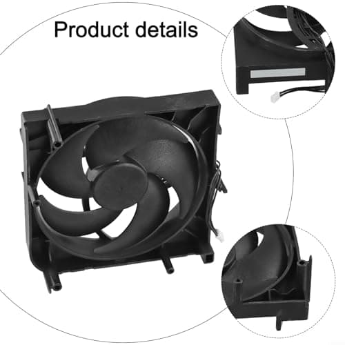 Internal Cooling Fan Replacement for XBOX Series S 5 Blades Intercooler Supports Console Cooling Reduces CPU Heat ABS Material Easy Install Stable 4 Pin Power Connector Fits Black
