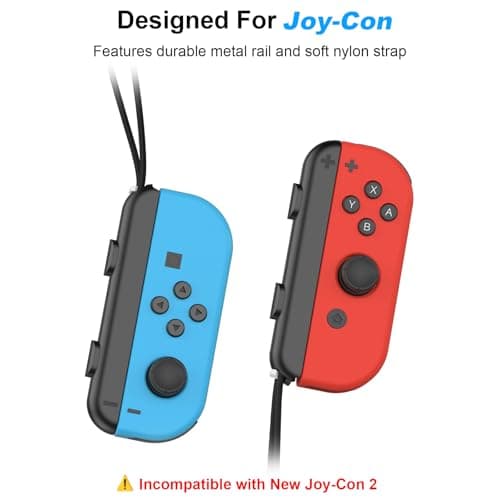 2 Pack Wrist Strap for Switch Joycon, Replacement Accessories for Joy Con Straps (Black)