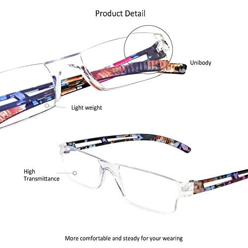 LifeArt Blue Light Blocking Reading Glasses, 4-Pack Men’s and Women’s Rectangular Frame, Anti-Reflective Lenses, +1.50 Magnification