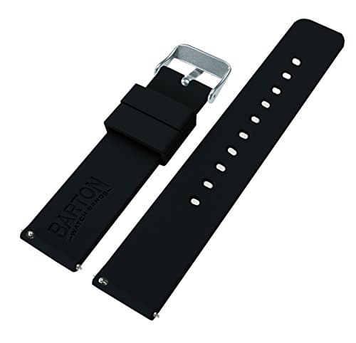 BARTON WATCH BANDS Soft Silicone Quick Release Watch Band Straps, Black, 20mm — view 2