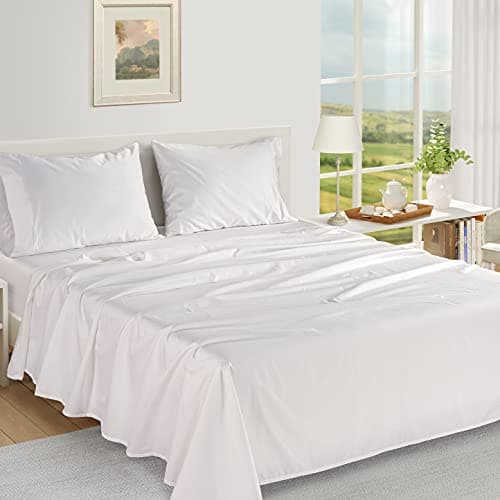 Lane Linen 1000 TC 100% Egyptian Cotton Queen Bed Sheets Set - White