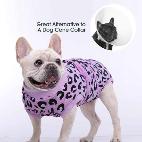 Kuoser Surgical Recovery Suit for Dogs Cats, Pet Leopard Printed Recovery Shirt After Surgery for Abdominal Wounds, Dog Cone E-Collar Alternative Spay Bandages Onesie, Dog Anti Licking Snugly Suit — view 4