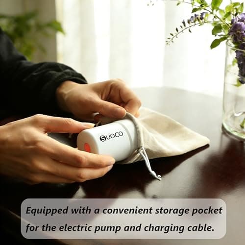 SUOCO Travel Vacuum Pump for Vacuum Storage Bags, Mini USB Rechargeable Portable Cordless Electric Pump for Compression Seal Space Saver Bags (Storage Bags Not Included), White — view 3