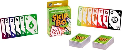​Mattel Games Skip-Bo Card Game for Kid, Adult & Family Nights, Color Blind Accessible Deck for 2 to 6 Players Ages 7+