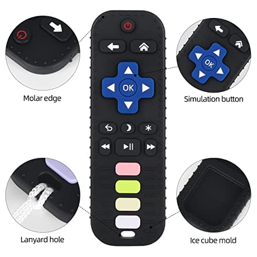 Chuya Baby Teether Toy Chew Toy for Babies 3-24 Months TV Remote Control Shape Teething Relief Baby Toys for Infants (Black) — view 2