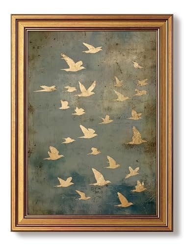 Vintage Gold Framed Wall Art Flying Bird Pictures Wall Decor 12x16 Inch