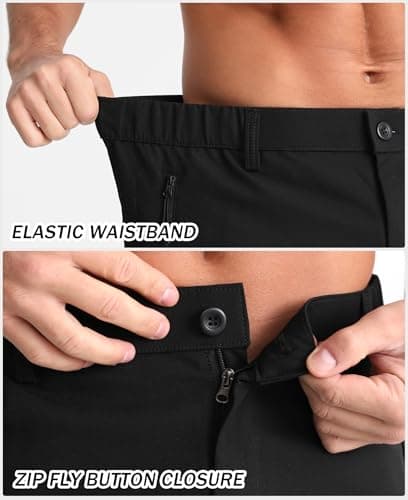 zeetoo Mens Cargo Shorts with Multi Zipper Pockets,Lightweight Stretch Quick Dry Hiking Shorts for Men,9'' Casual Shorts for Golf Black L — view 4
