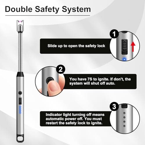 LcFun 4 Pack Candle Lighter with 360° Flexible Neck & Safety Lock, Windproof USB Rechargeable Electric Lighter, Flameless Arc Long Matches for Grill, BBQ, Camping, Fireplace, Stove — view 4