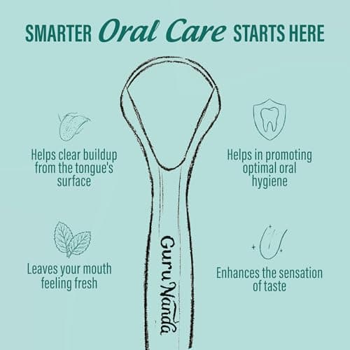 GuruNanda Stainless Steel Tongue Scraper (Pack of 2), Fight Bad Breath, Medical Grade 100% Stainless Steel Tongue Cleaner, Tongue Scraper For Adults and Kids, Great For Oral Care, Travel Friendly — view 4