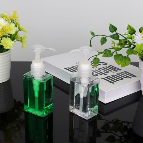 100ml (3.4oz) Pump Bottle Dispenser Jansburg 2 Pack Refillable Flat Square Plastic Lotion Dispenser Leakproof Empty Lotion Pump Bottle for Essential Oil Soap Lotion Shampoo Clear — view 3