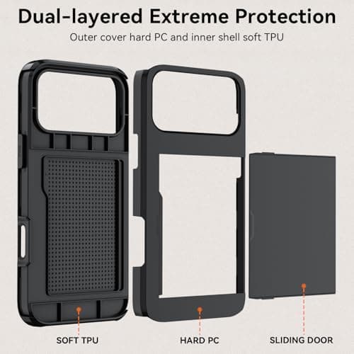 Qinmay Compatible with iPhone 17 Pro Max Case Wallet,Built-in Card Holder, Heavy Duty Protective Dual Layer Shockproof Hidden Card Slot Slim Wallet Phone Cover for iPhone 17 Pro Max，Black — view 6