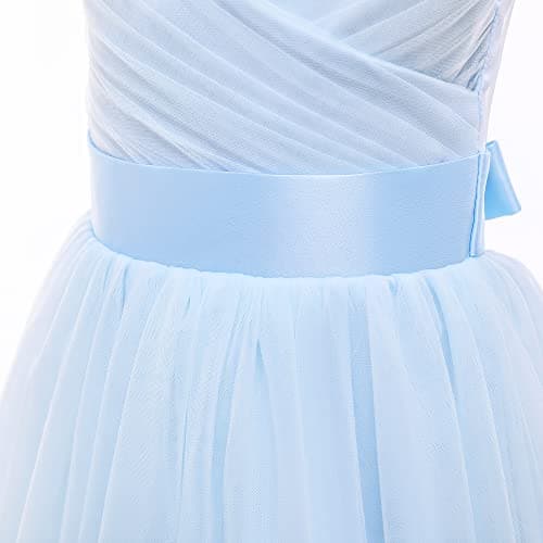 Glamulice Flower Girl Dress Light Blue Lace Bridesmaid Long A Line Princess Wedding Pageant Dresses Tulle Spaghetti Strap 11 12 Kids Formal Communion Dance Ball Gown Elegant Evening Ballgown Christmas — view 5
