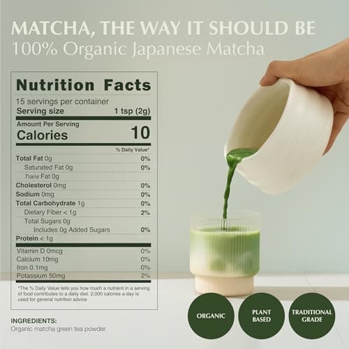 Encha Matcha Powder Barista Grade Latte Organic Matcha Powder – 100% Japanese Matcha Green Tea Powder for Lattes & Everyday Culinary Recipes, Smooth Milk-Friendly Blend, Unsweetened, 30g / 1.06 oz