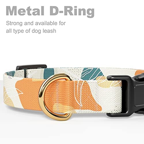 Rnivvi Dog Collar, Personalized Adjustable Dog Collar for Large Dogs, Cute Boho Puppy Collar for Boy and Girl Dogs, Soft Pet Collars with Quick Release Buckle for Walking Running, Abstract Leaves — view 4