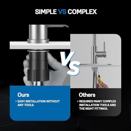WEWE Pull-Down Kitchen Faucet with Sprayer 3 Modes, High Arc Stainless Steel with Brushed Nickel Finish, for 1 or 3 Hole Kitchen Sinks for Pot Filler, Farmhouse Bar Laundry — view 5