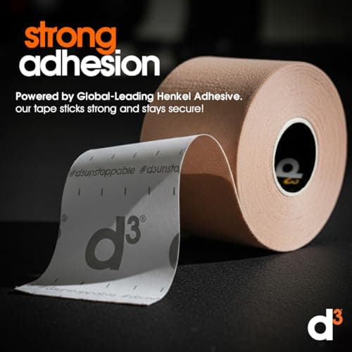 d3 K6.0 Kinesiology Tape 2in x 20Ft – Beige Athletic Tape for Joint Support, Pain Relief & Muscle Recovery | Water Resistant & Hypoallergenic for Knee, Shoulder & Back – Uncut Roll — view 3