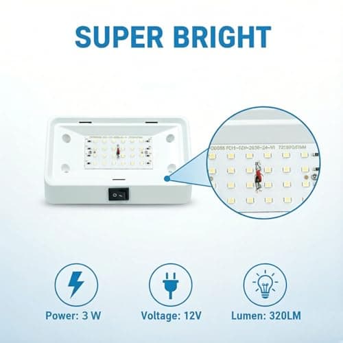 LED RV Exterior Porch Light with Switch, 12V Utility Lighting Fixture, 320 Lumen – Replacement Lamp for RVs, Trailers, Campers & 5th Wheels – White Base with Clear & Amber Lenses — view 4