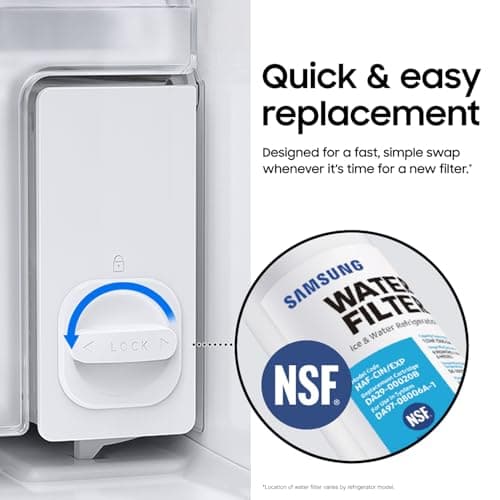 SAMSUNG Genuine Filter for Refrigerator Water and Ice, Carbon Block Filtration for Clean, Clear Drinking Water, 6-Month Life, HAF-CIN/EXP, 1 Pack — view 3